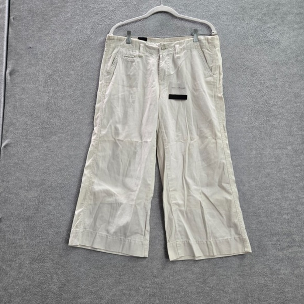 Calvin Klein Women Pants 10 White Cropped Wide Flax Linen Blend 22 in Inseam NWT